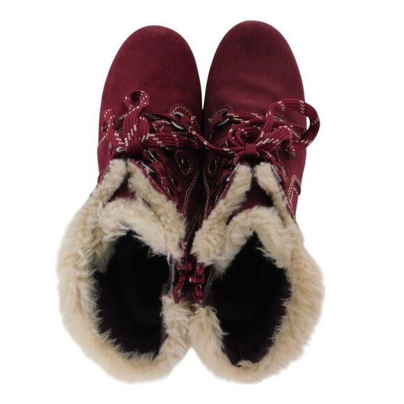 Earth Origins Boots CROWLEY Womens Ankle Winter Suede Leather Burgundy Zip 7.5 M - Picture 6 of 9